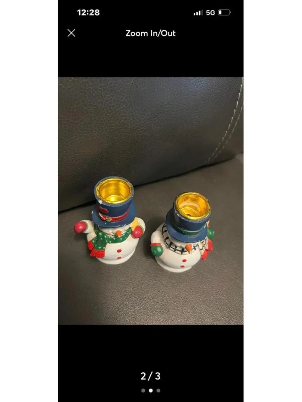 Christmas Pair of Snowman Candle Stick Holders Carlton Cards